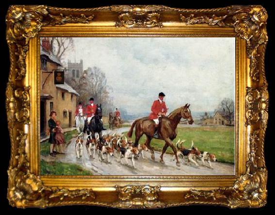framed  unknow artist Classical hunting fox, Equestrian and Beautiful Horses, 208., ta009-2